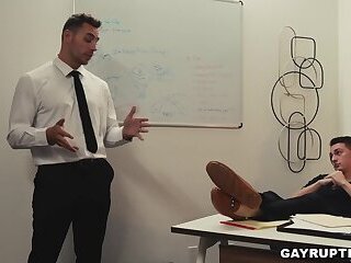 Employee getting fucked by his boss inside his office